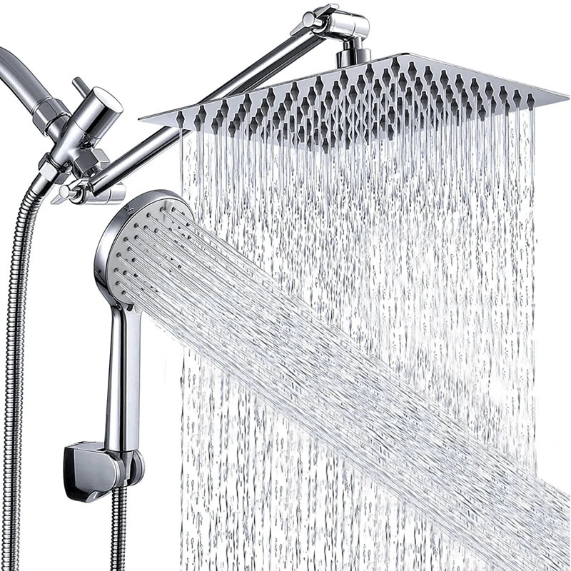 Rain Adjustable Shower Head 2.5 GPM GPM with Self-Cleaning
