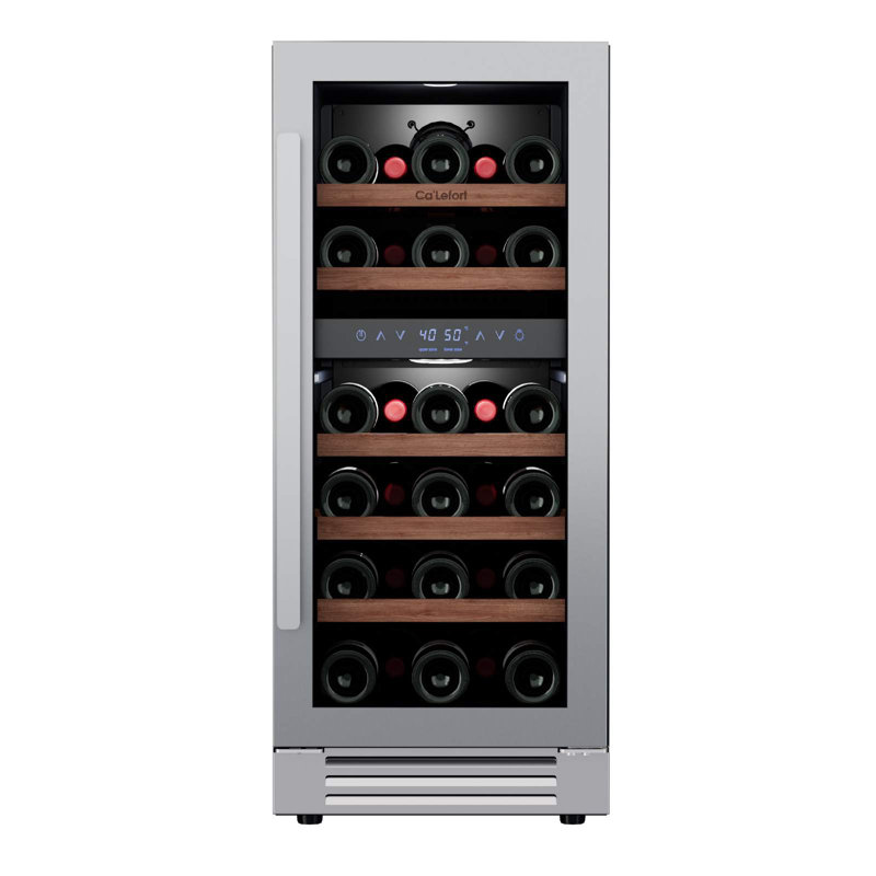 15'' Stainless Steel Dual Zone Wine Cooler with UV-Protected Glass Door