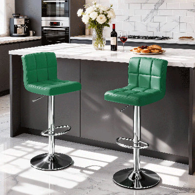 360° Swivel Counter Height Bar Stools, Faux Leather Adjustable Bar Chairs For Kitchen Or Home Bar