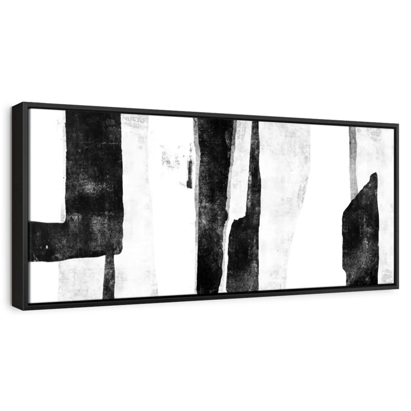 White To Black Wildman II, 46" X 16", Floating Frame Black