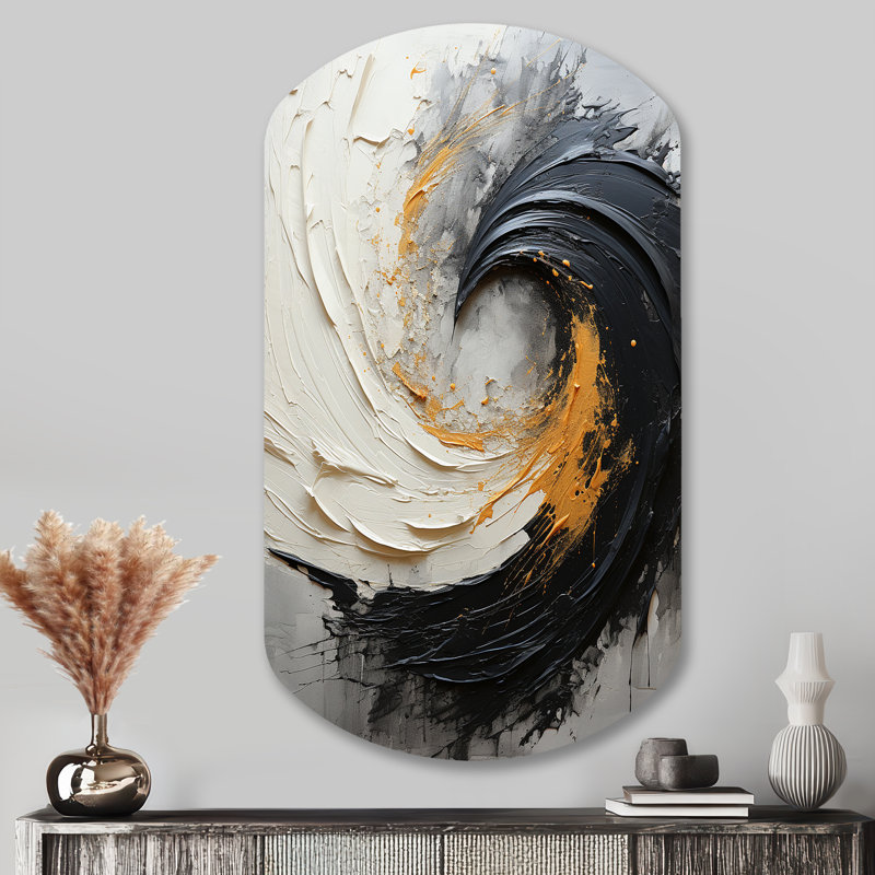 Infinite Motion IV - Abstract Spirals Cylinder Metal Wall Art, Modern Asymmetrical Metal Art Print, 43" H x 23" W x 1" D