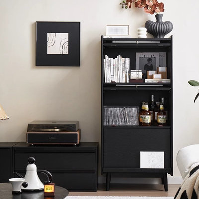 Black Flip Up Door Accent Cabinet