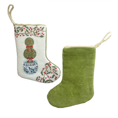 Custis Topiary Needlepoint Stocking, Large