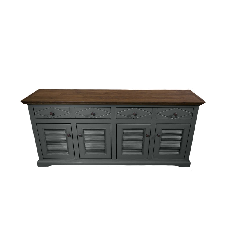 Buffet Shelter Bay avec portes à volets, Gris / Brun, H 31 po x l 81 po x P 18 po