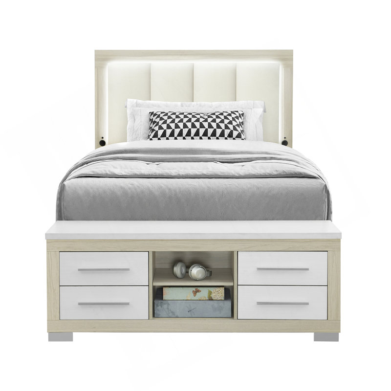 Messa Bed, King, White/Natural