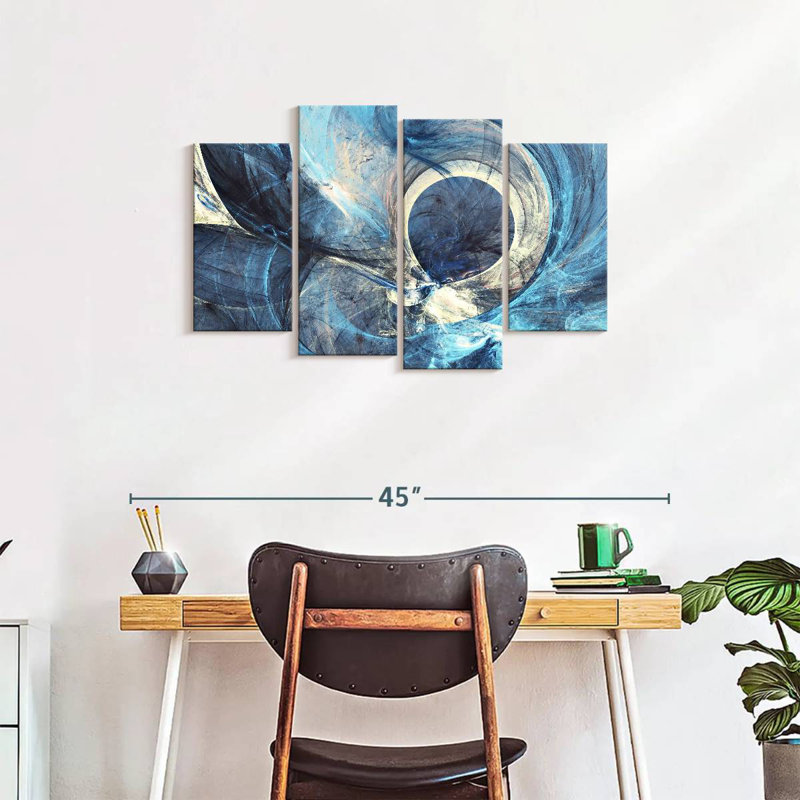 Avery gris et bleu abstrait, H 22 po x l 36 po