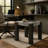 Belmont Square Granite Veneer End Table with Gray Top and Black Legs-21" x 21"-715957563-715957560