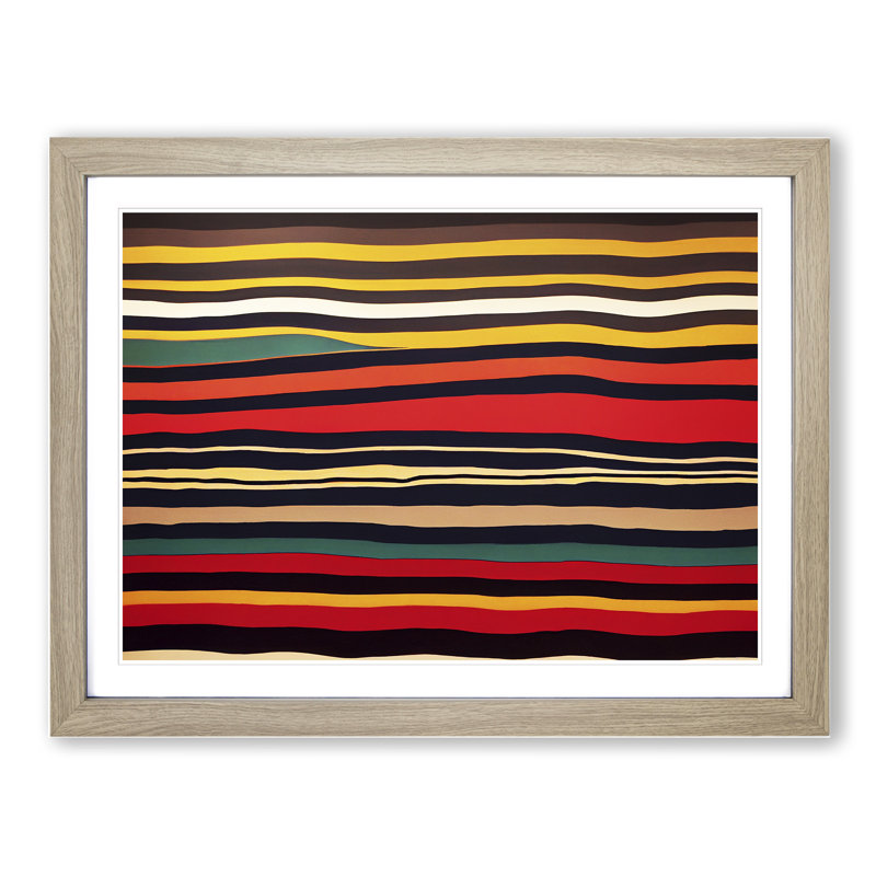 Abstract Striped Art Vol.1 - Framed Print, 46cm H x 64cm W x 2cm D, Oak
