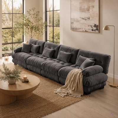 Canapé modulaire surdimensionné en velours surdimensionné super confortable avec repose-pieds mobile, siège profond et conception convertible en forme de L pour le salon
