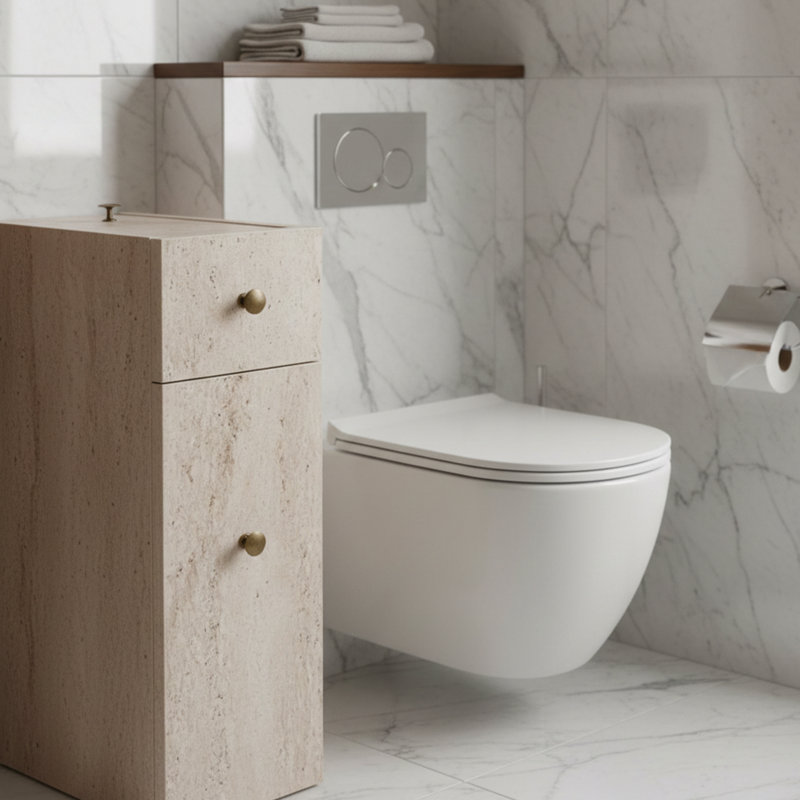 Valerian Modern Travertine 2-Drawer Bathroom Vanity Cabinet