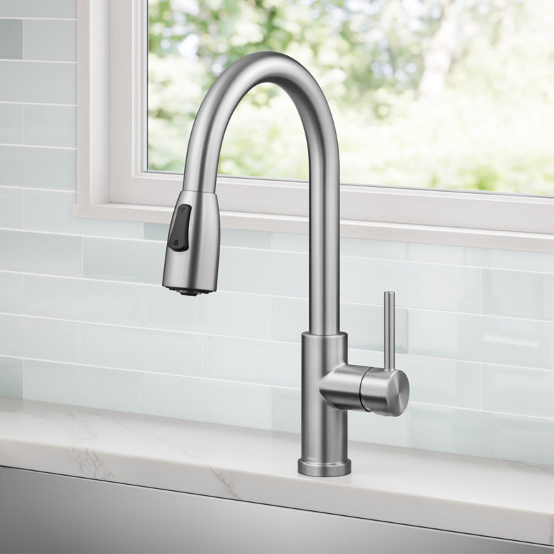 KRAUS Coda 2-Function Single Handle Pull Down Kitchen Faucet In Spot-Free, Stainless Steel