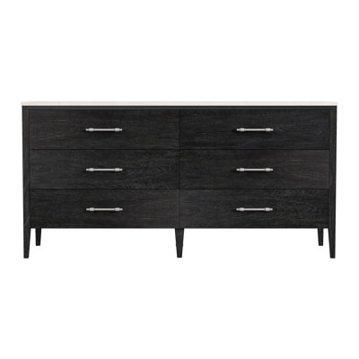 Mayfair 6 Drawer Wood and Marble Dresser