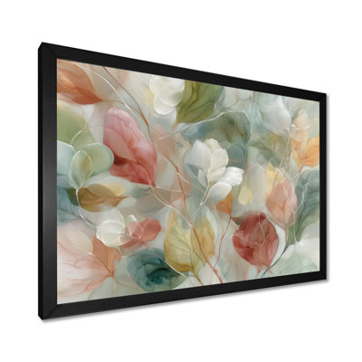 Soft Leaves In Hazy Watercolor - Plants Framed Prints, White Botanical Canvas Wall Art