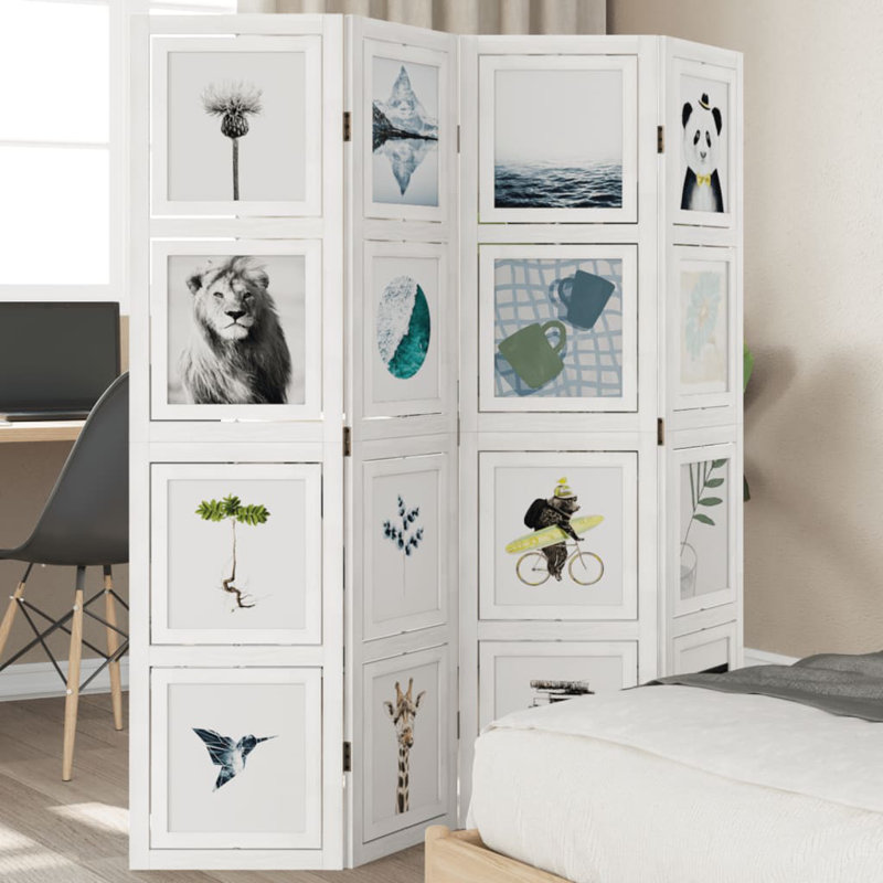 Scottsville 145cm W 4 - Panel Solid Wood Folding Room Divider, 160cm H x 145cm W