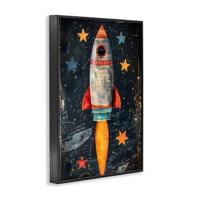 Blast Off Rocketship Framed Giclee, design by Creative Studio