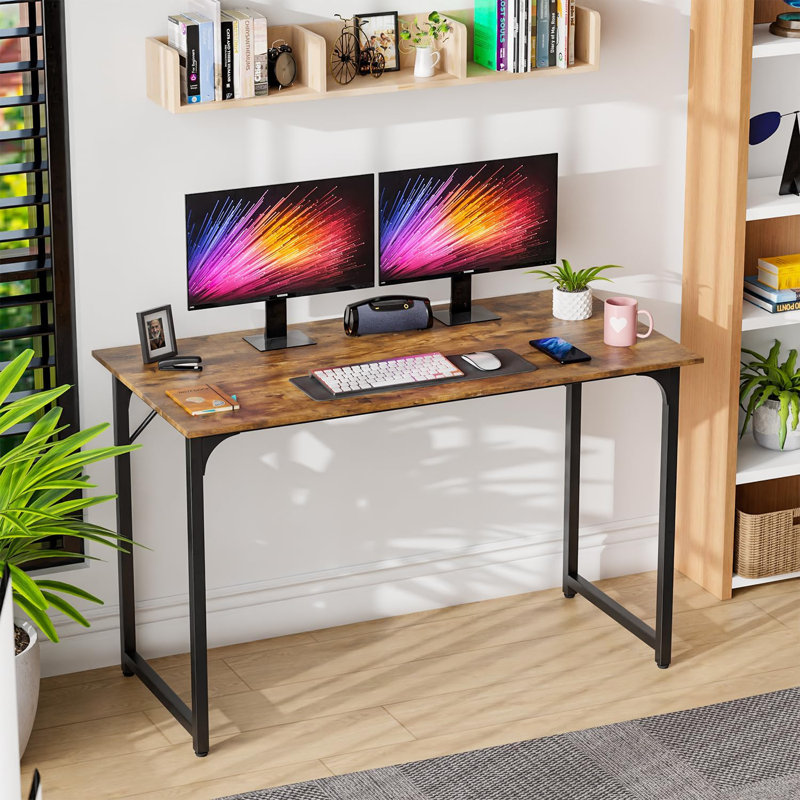computer desk study desk, Nature/Black, 30" H x 39" W x 20" D