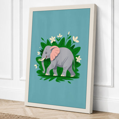 Young Elephant In Bloom Botanical - Print