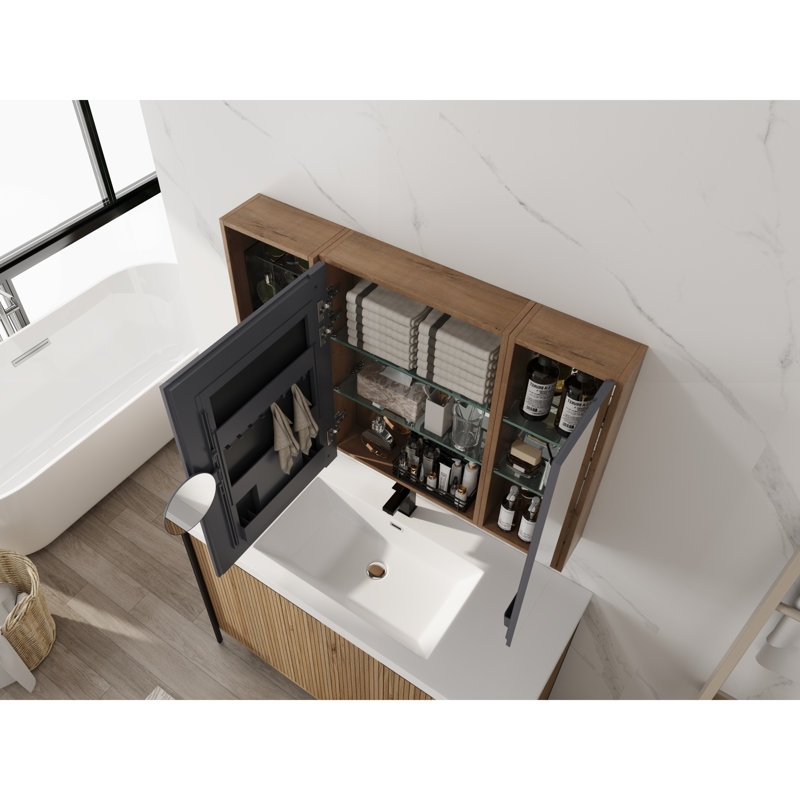 Armoires à pharmacie peu encombrantes avec rangement, salle de bain moderne en contreplaqué