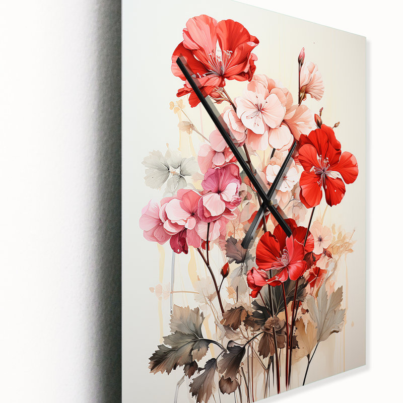 Horloge murale Confessore - Geraniums, Très grand