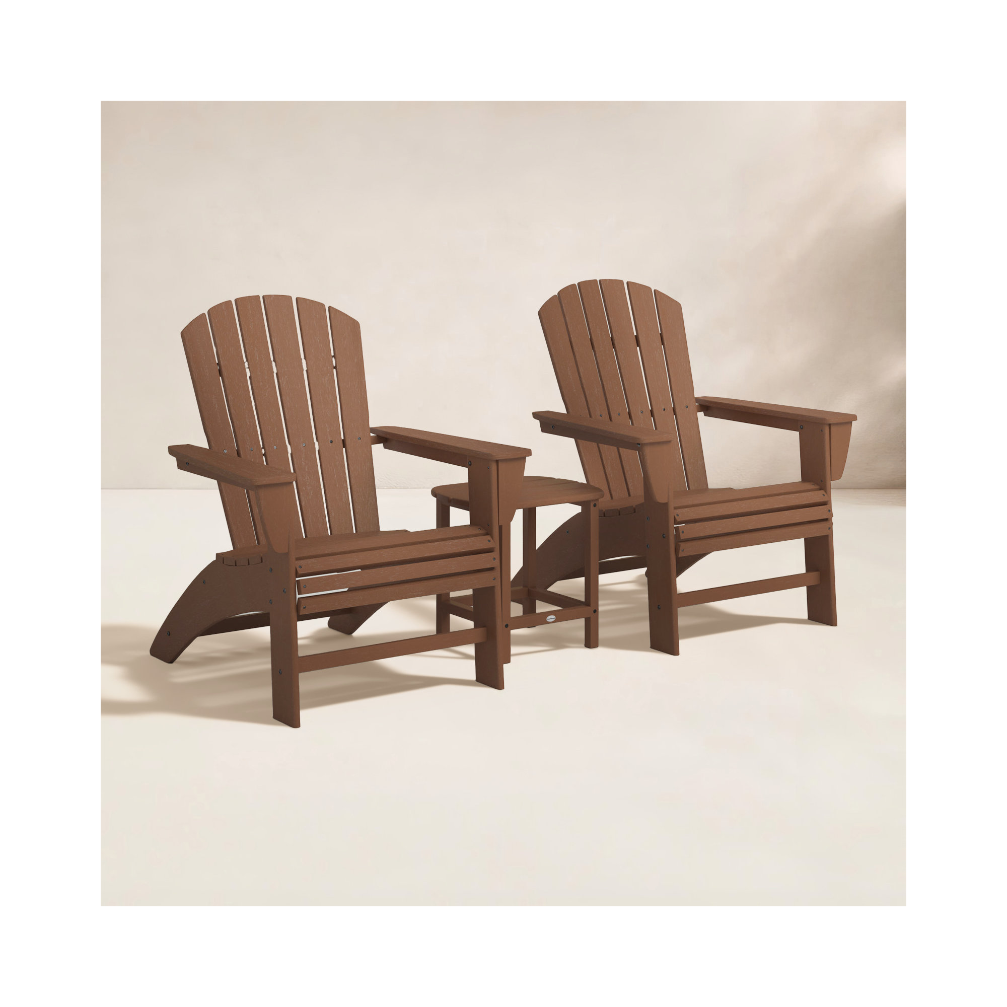 Nautical 3-Piece Curveback Adirondack Set, Teak