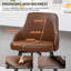 Tabouret de comptoir pivotant rembourré en cuir avec dossier haut (ensemble de 4)-1062960131-1062960133-1062417567