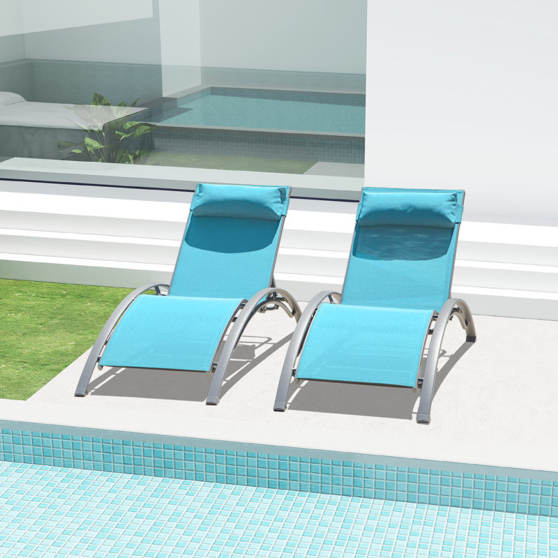 Ensemble de chaises longues réglables - ensemble de 2, toutes saisons, empilable, Bleu