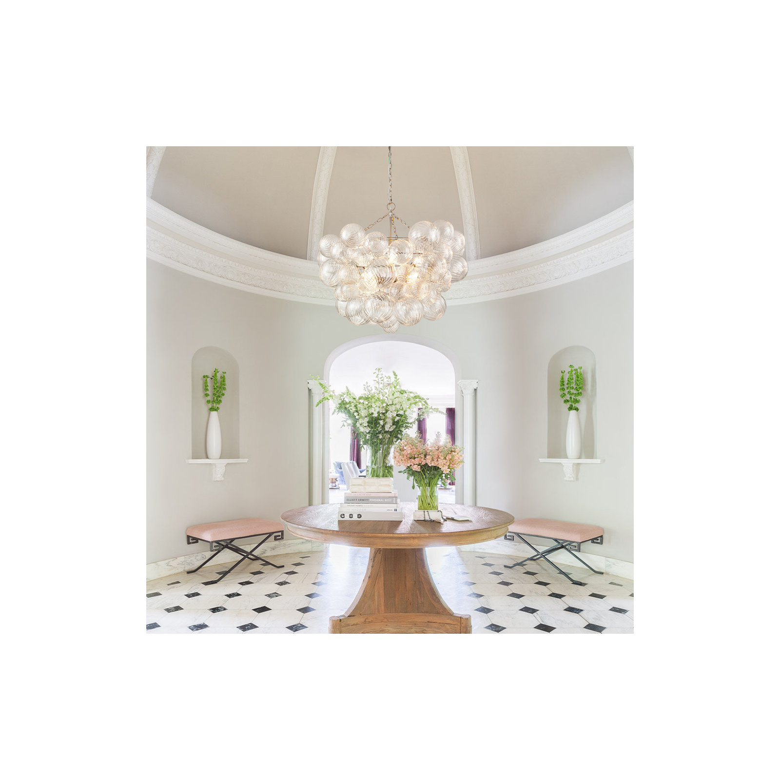 8 - Light Dimmable Chandelier, Nickel