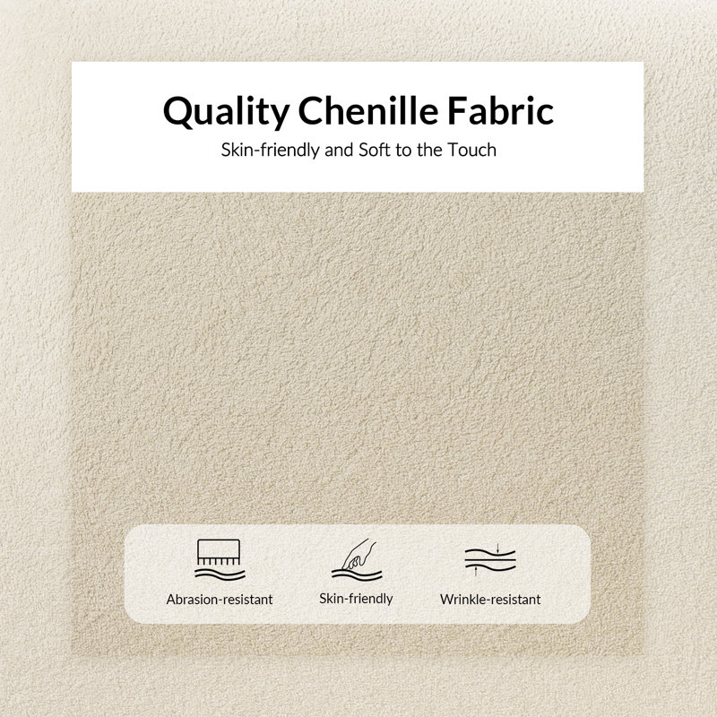 Fauteuil incurvé moderne en chenille 36 po Werts, Ivoire ivoire