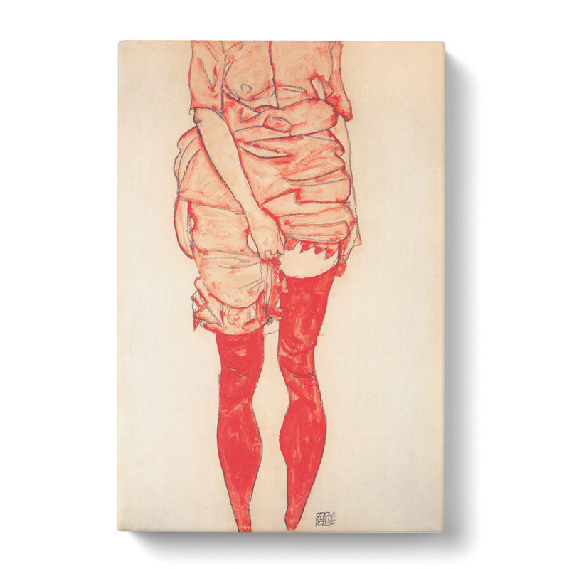 Stehende Frau in Rot by Egon Schiele - Wrapped Canvas Painting, 60cm H x 40cm W x 3cm D
