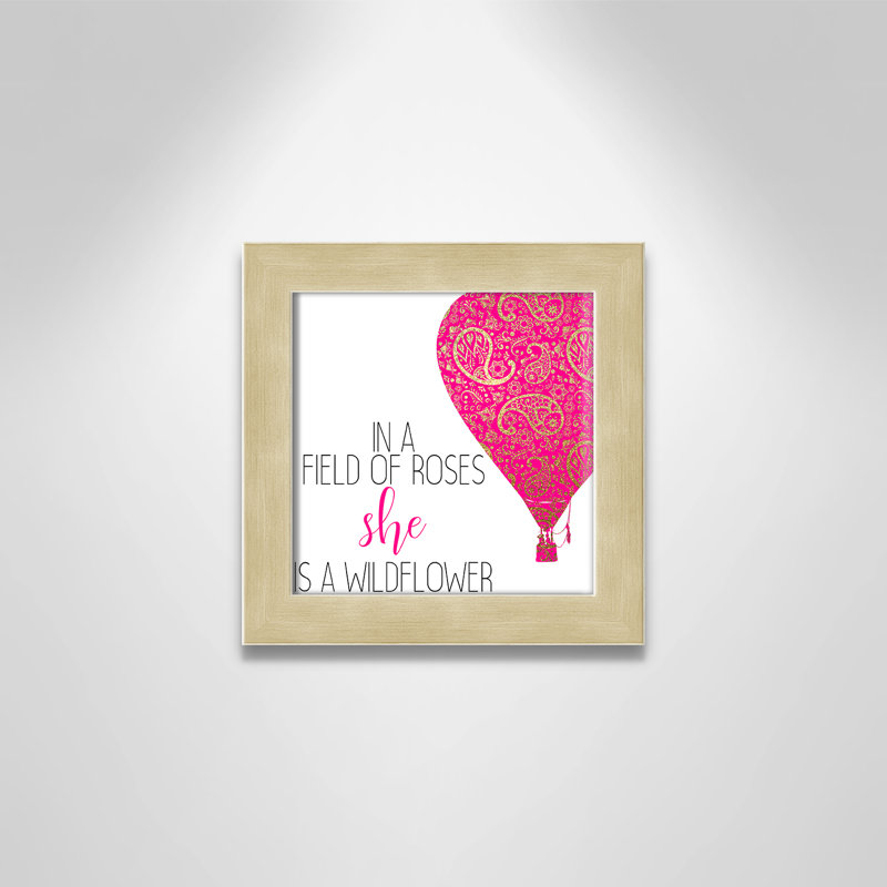She Is A Wildflower Transportation, 10" H x 10" W x 0.63" D, Champagne Flat Framed