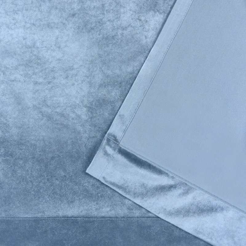 Slate Blue Velvet Light-Filtering Grommet Curtain Panels, 54" x 96"