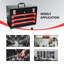 Boîte à outils 20 po à 3 tiroirs en acier, noir et rouge, glissière à roulement, loquet en métal, coffre de rangement polyvalent, 20 po, option fonctionnelle