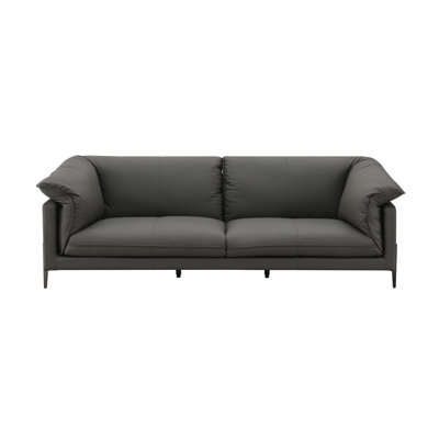 Olita Top Grain Leather Loveseat with Metal Legs