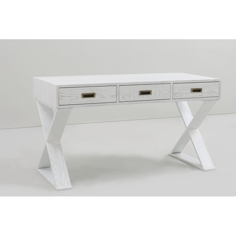 Bureau en bois massif Crowborough, Blanc classique