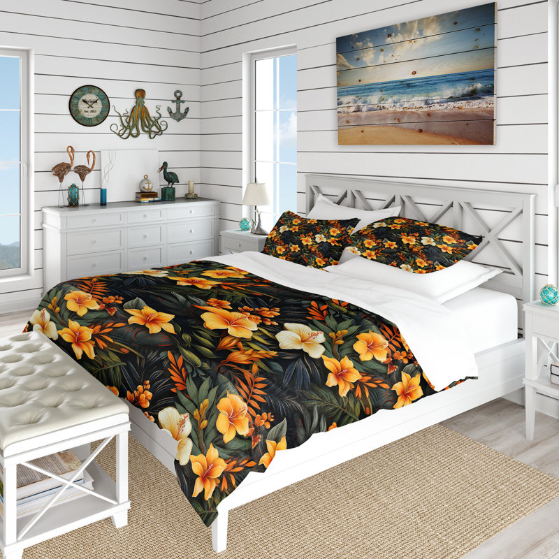 Literie Tropical Twilight, Housse de couette pour très grand lit et 2 très