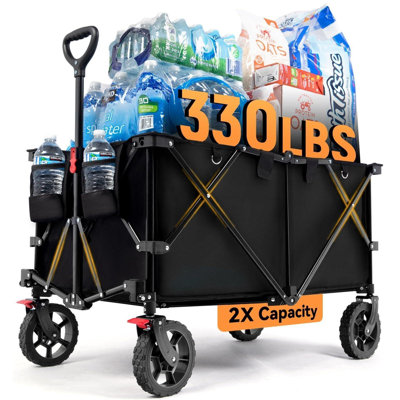Collapsible Wagon 330LBS Capacity, 200L Extra Large Wagons Carts Foldable, Heavy Duty Folding Wagon With All-Terrain Wheels, Utility Beach Wagon For O -  PET SUPPLY PLUS INC, HYC08ZCRVK5Z