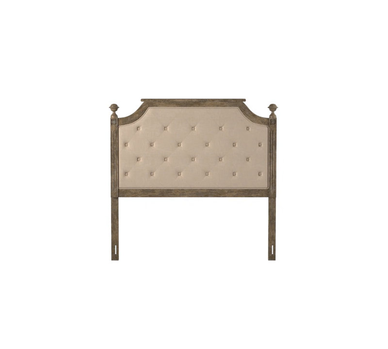 Beige Tufted Linen Upholstered Full Headboard