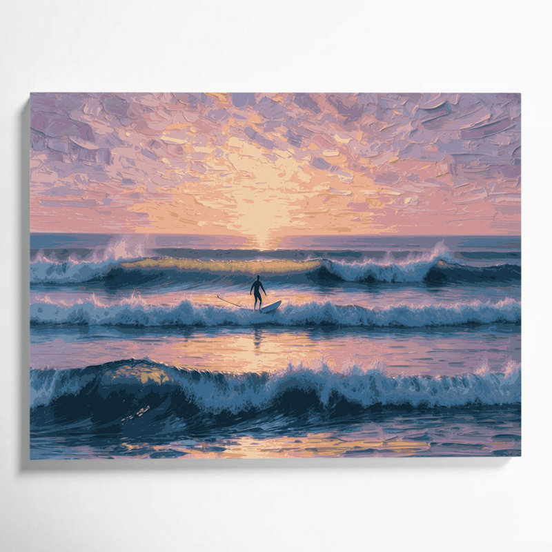 Coastal Dawn Patrol Brown Canvas Wall Art, 11" H x 14" W