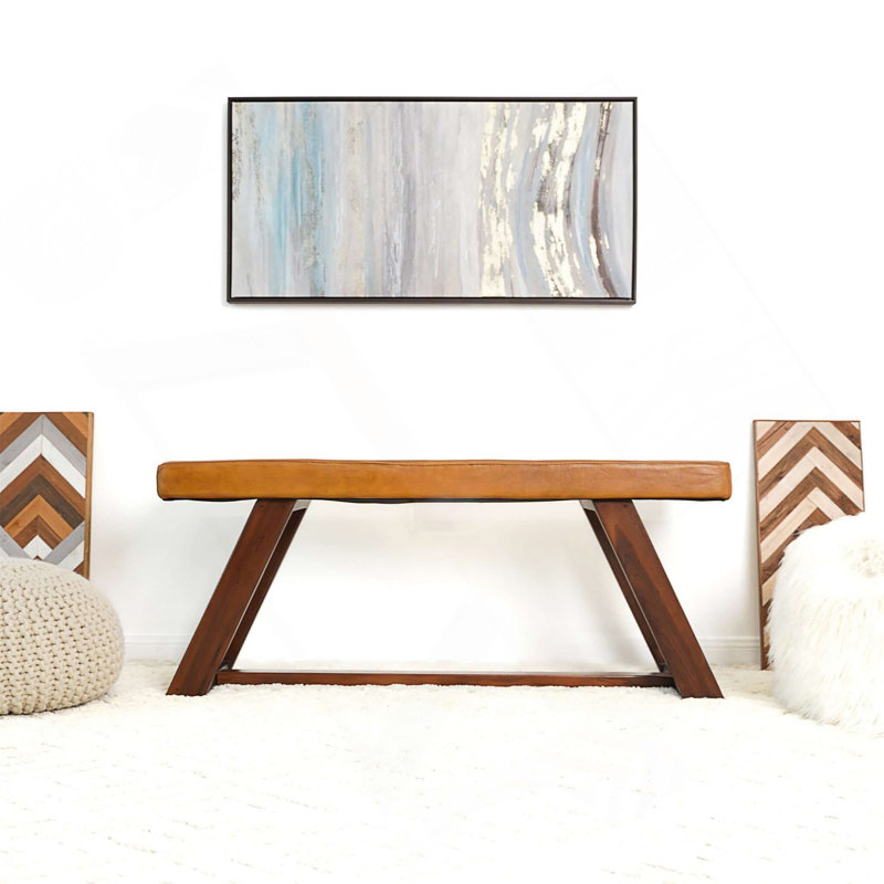 Marley Genuine Leather Bench In Tan