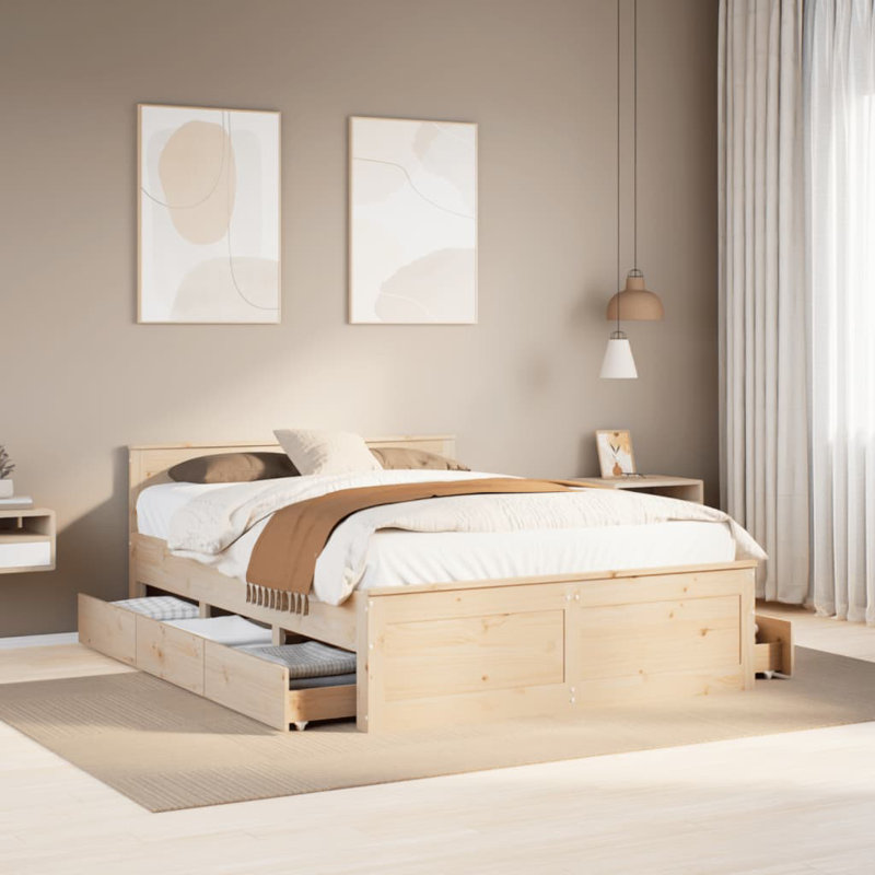 Heinle Solid Wood Storage Bed, Brown, Kingsize (5')