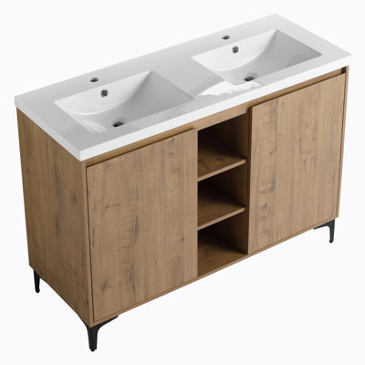 Cootes 47.6 " W Free Standing Wall Mounted Single Double Vanity Bathroom Vanity With Ceramic Top