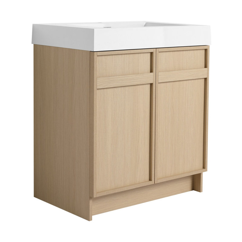 Meuble-lavabo autoportant avec lavabo en résine blanche