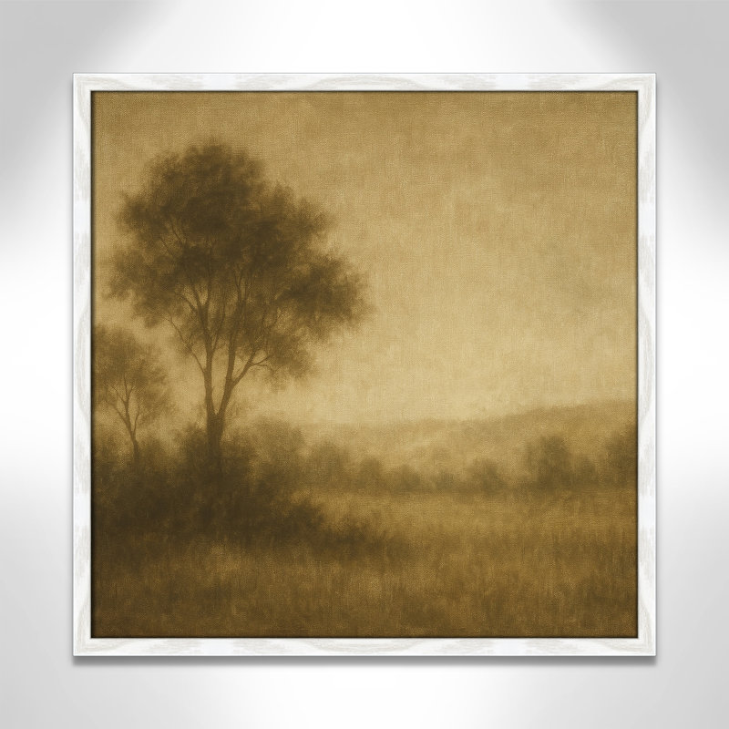 «Quiet Meadow II» par Fredrick Ashcroft, L 23,5 po x H 23,5 po, Impression encadrée, Grain de bois blanc