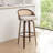 Huneycutt Mid-Century Modern Rattan Bar Stools With Upholstered Seat（Set Of 4)-1158776355-1158776365