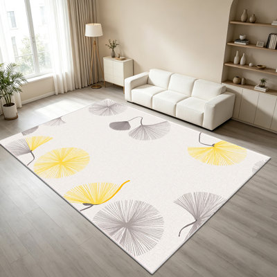 Tapis d'intérieur gris et jaune à motif pissenlit (1 pièce), doux et confortable, adapté à toutes les saisons, facile d'entretien et lavable à la machine. Convient également comme tapis de sol sous une table de style champêtre, pour la salle à manger, la chambre à coucher, la décoration intérieure et extérieure.