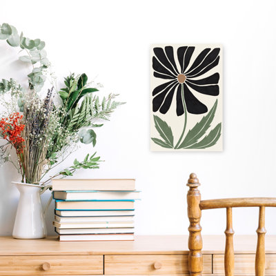«Bold Black Petal Bloom I», art mural contemporain abstrait