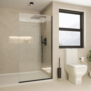 Fixed Glass Shower Panel for Bathroom - 3/8'' Thick Clear Tempered Glass