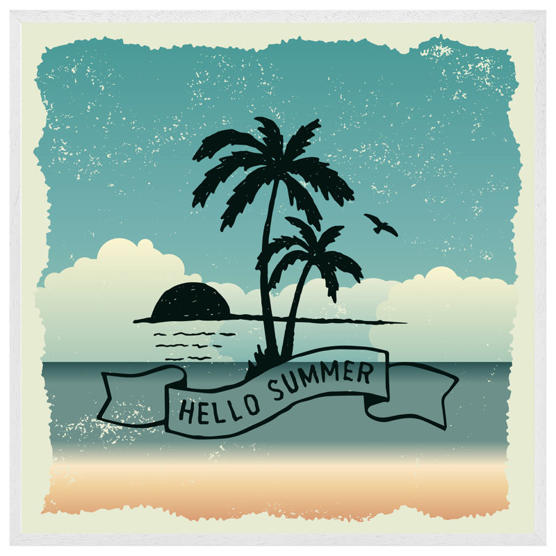 Cybil Hello Summer - Single Picture Frame Print, 31cm H x 31cm W x 4cm D, White Framed