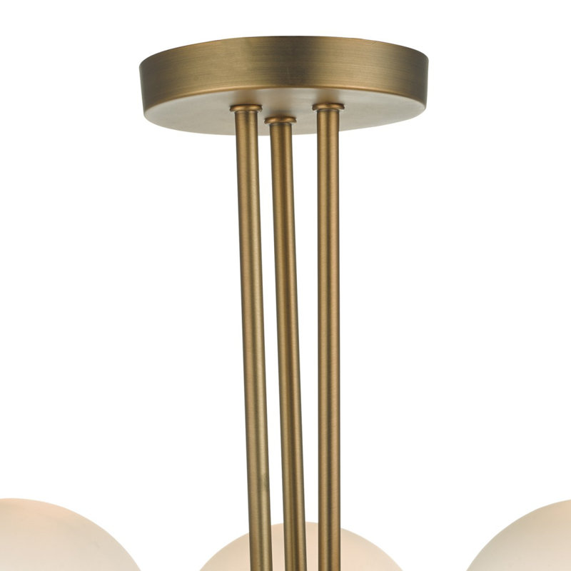 Selena Glass Semi Flush Mount, Aged Brass