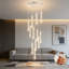 Lustre en spirale moderne avec design en forme de goutte de cristal, éclairage à DEL à intensité variable pour plafonds hauts, luminaire d'escalier à hauteur réglable avec télécommande